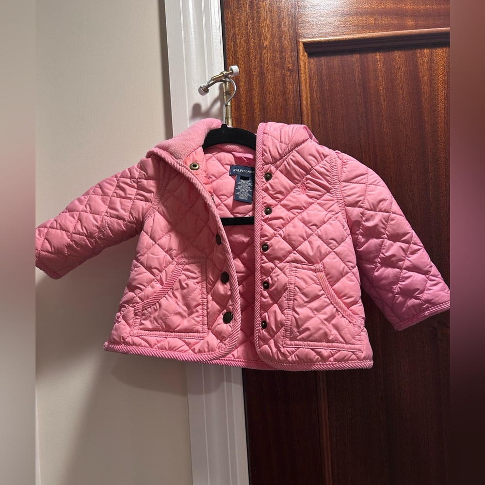 Ralph Lauren baby girls light padded hooded jacket 12 mo excellent condition